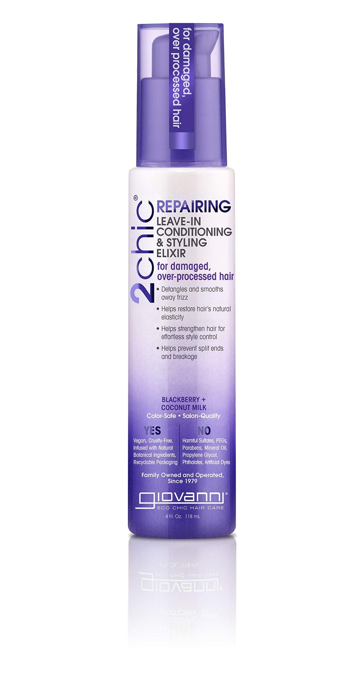 GIOVANNI 2chic Elixir: bouteille élégante prête à démêler et lisser les cheveux.