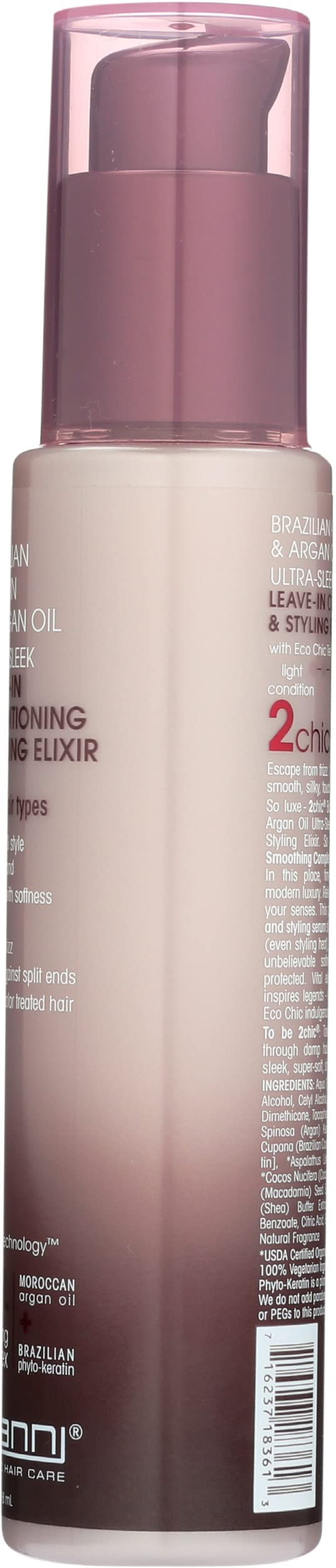 GIOVANNI 2chic Elixir Ultra-Sleek, usage simple pour démêlage rapide et lissage.