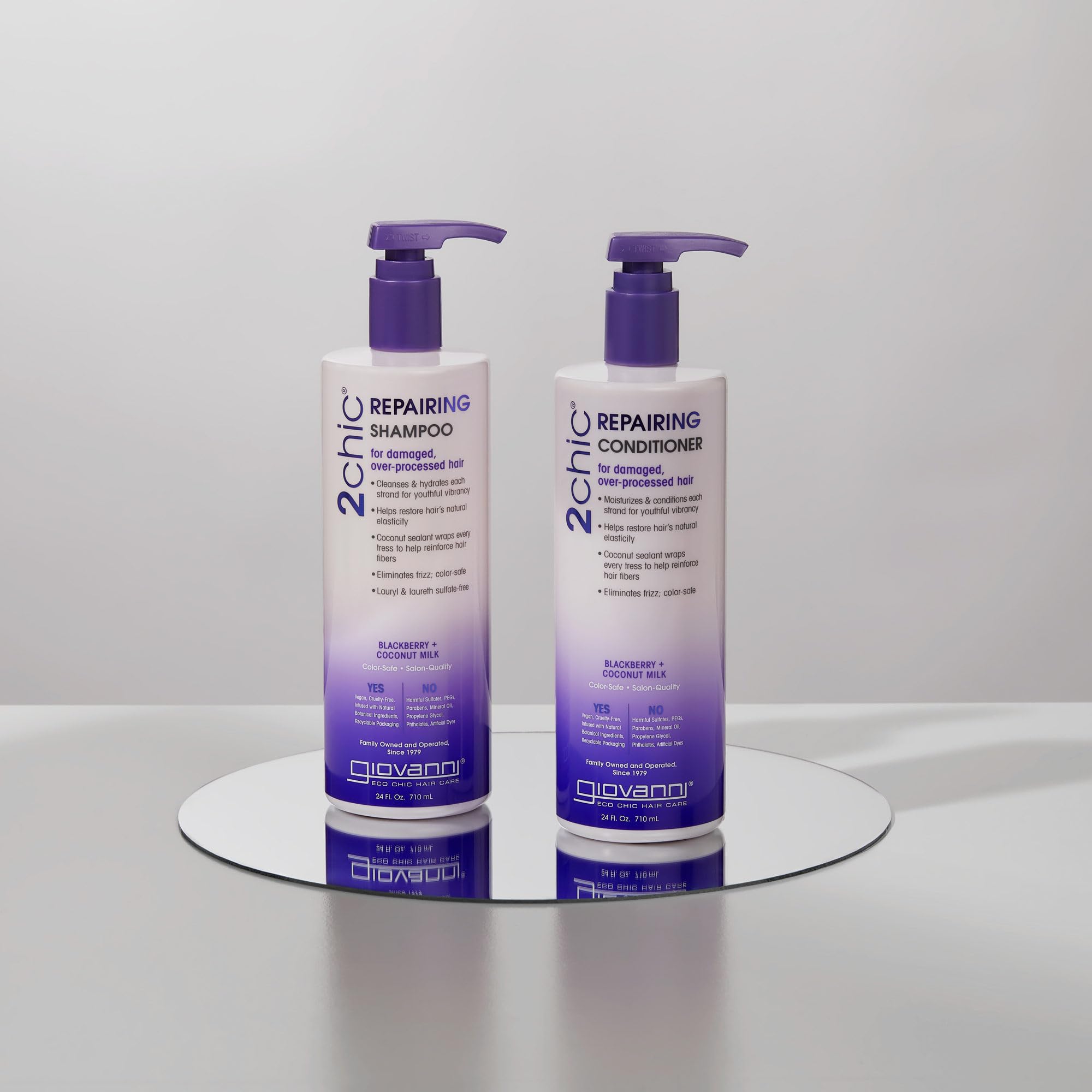 Bouteille à pompe du Giovanni 2chic Repairing Conditioner facilitant le dosage