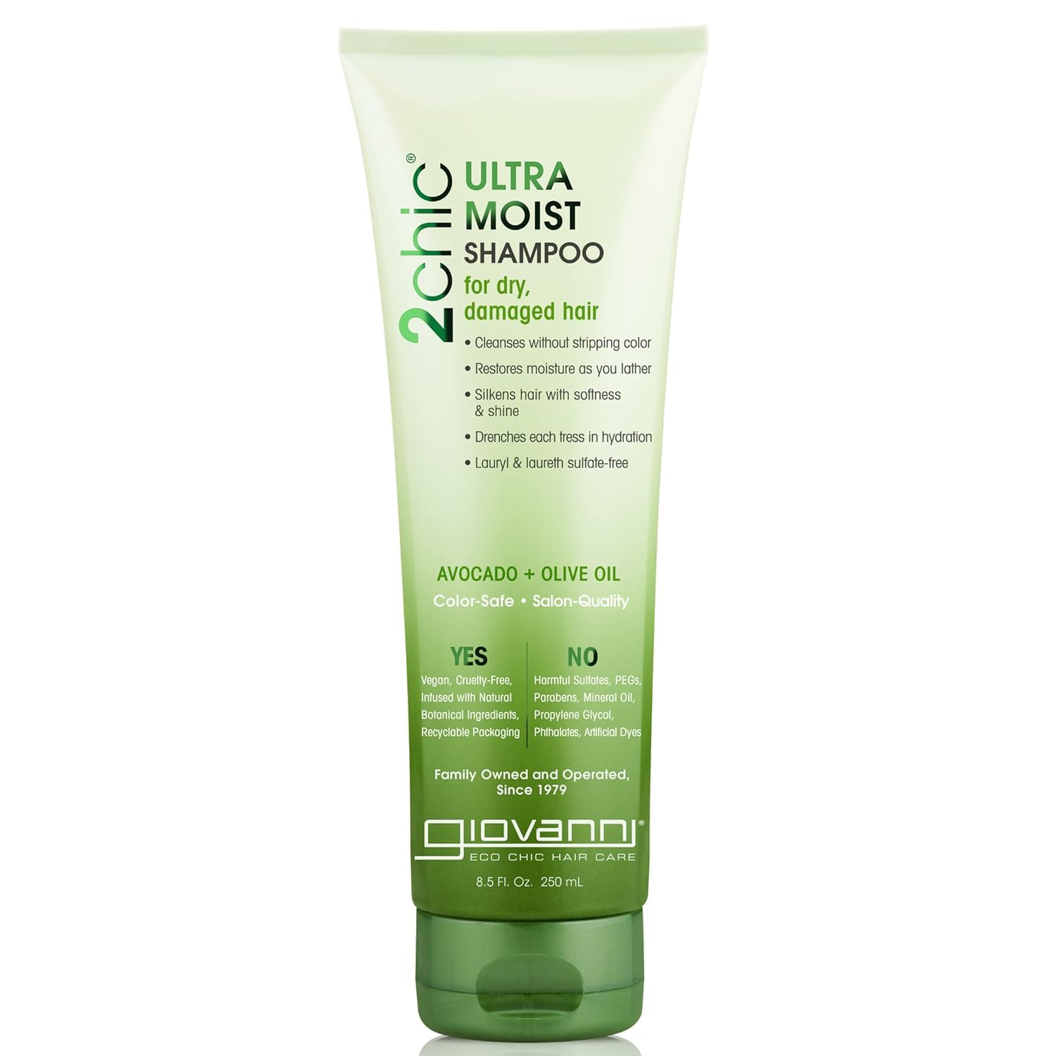 GIOVANNI 2chic Shampoing Avocat et Olive – hydratation durable pour cheveux plus souples.
