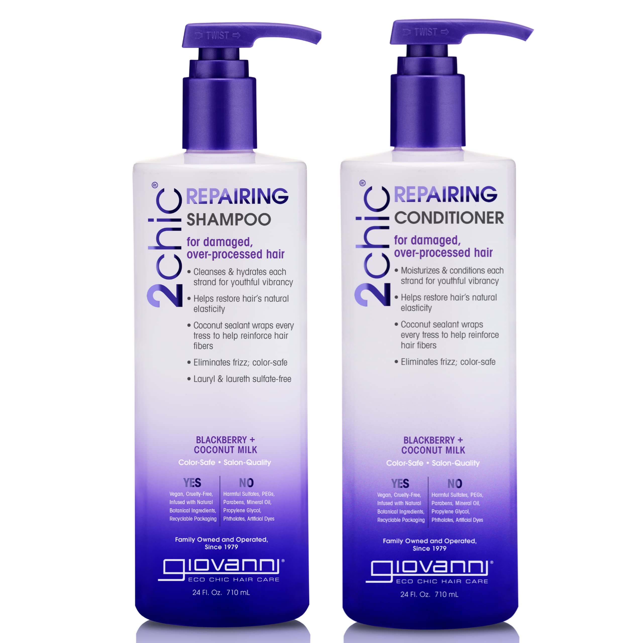 GIOVANNI 2chic shampoo, bouteille, hydratant et démêlant pour cheveux abîmés