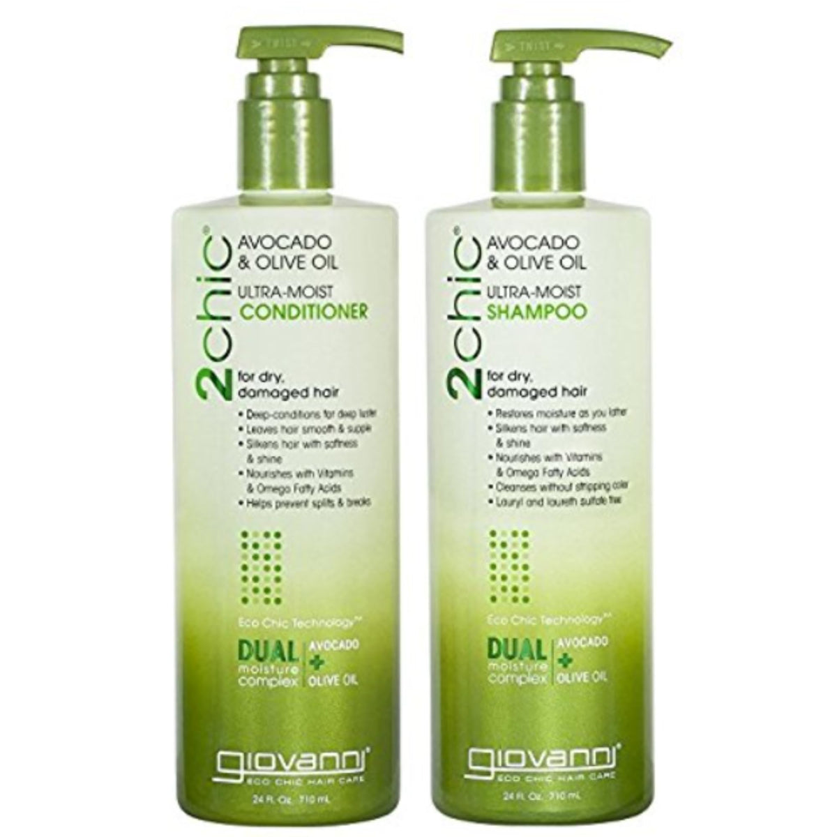 Giovanni 2Chic Ultra-Moist Shampoing bouteille: soin hydratant pour cheveux secs