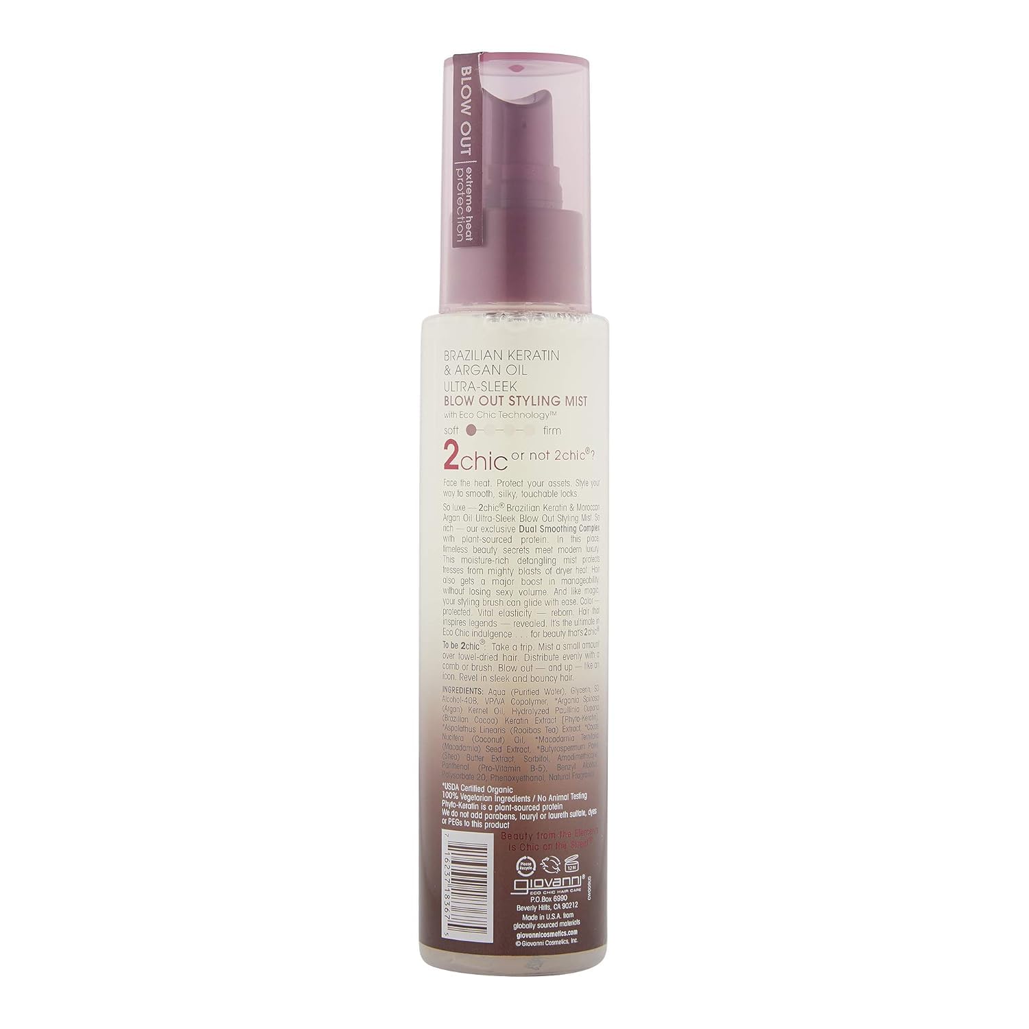 GIOVANNI 2chic Ultra-Sleek Brume sur cheveux démêlage et lissage accrus.