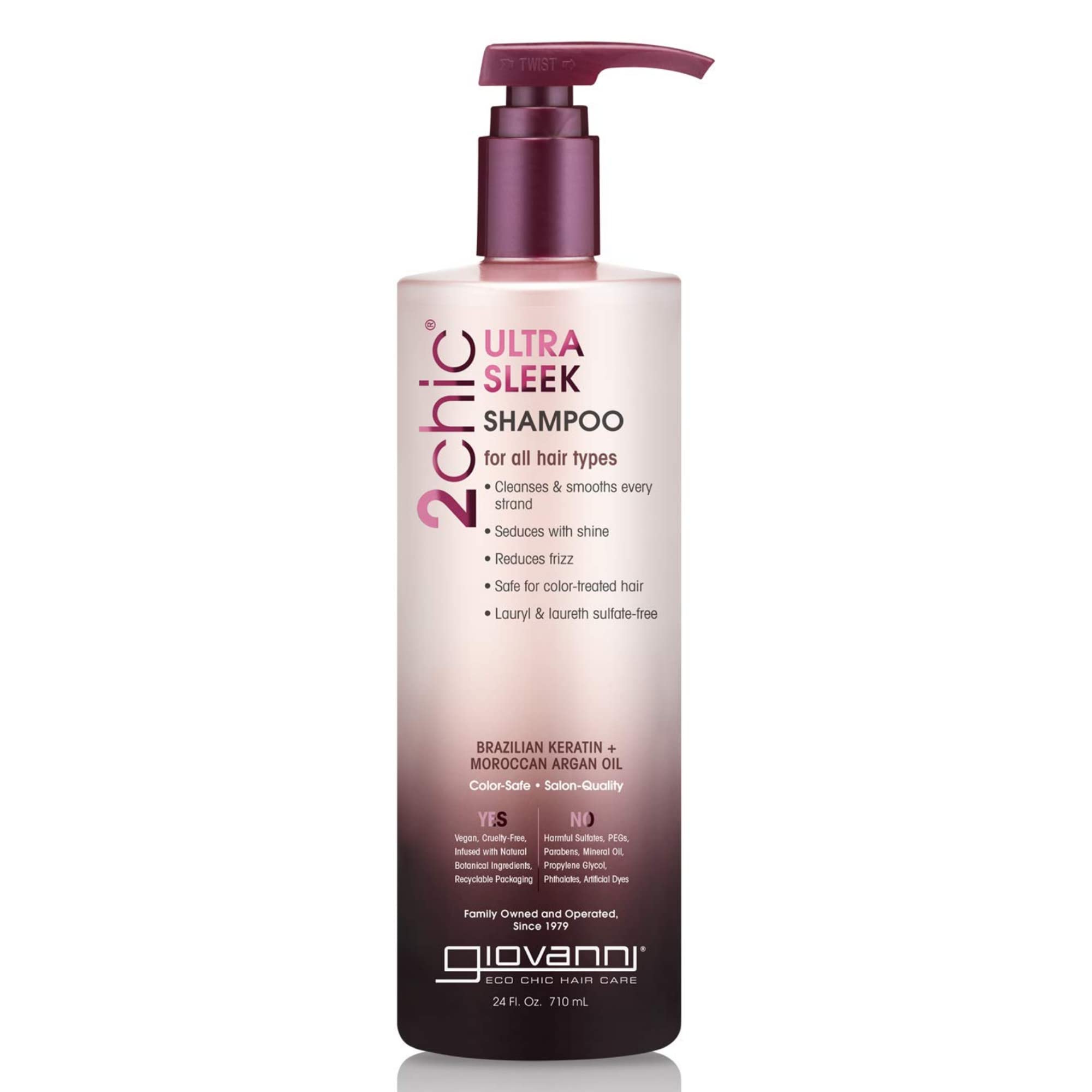 Giovanni 2chic Shampoing Ultra-Sleek en bouteille pour cuir chevelu équilibré.