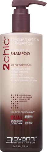 Étiquette du Shampoing Ultra-Sleek Giovanni, allure élégante et premium.