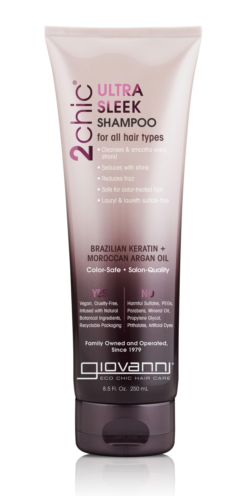 GIOVANNI 2chic Ultra-Sleek Shampoing: bouteille argan et kératine pour cheveux lisses et sains