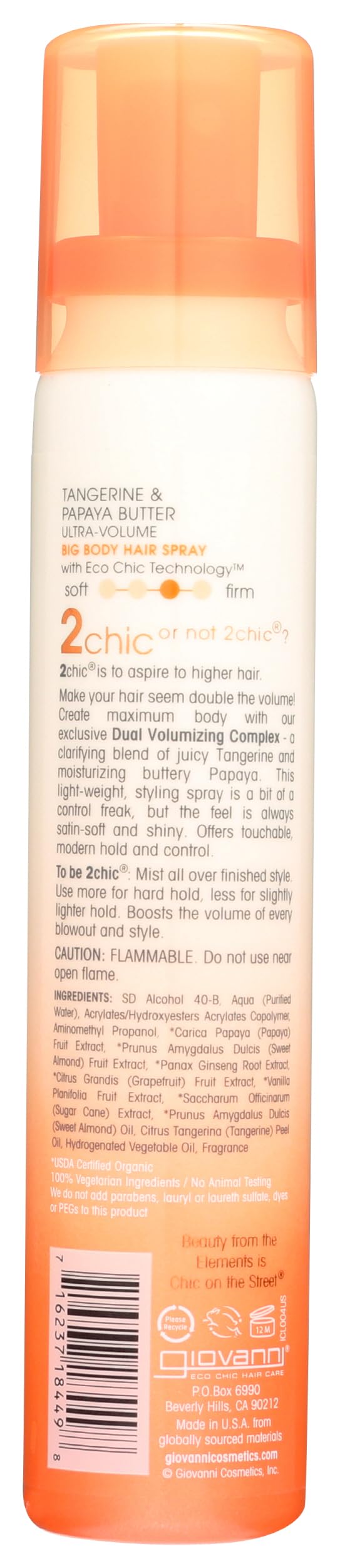GIOVANNI 2chic Ultra-Volume brume capillaire, application douce et contrôle du volume.