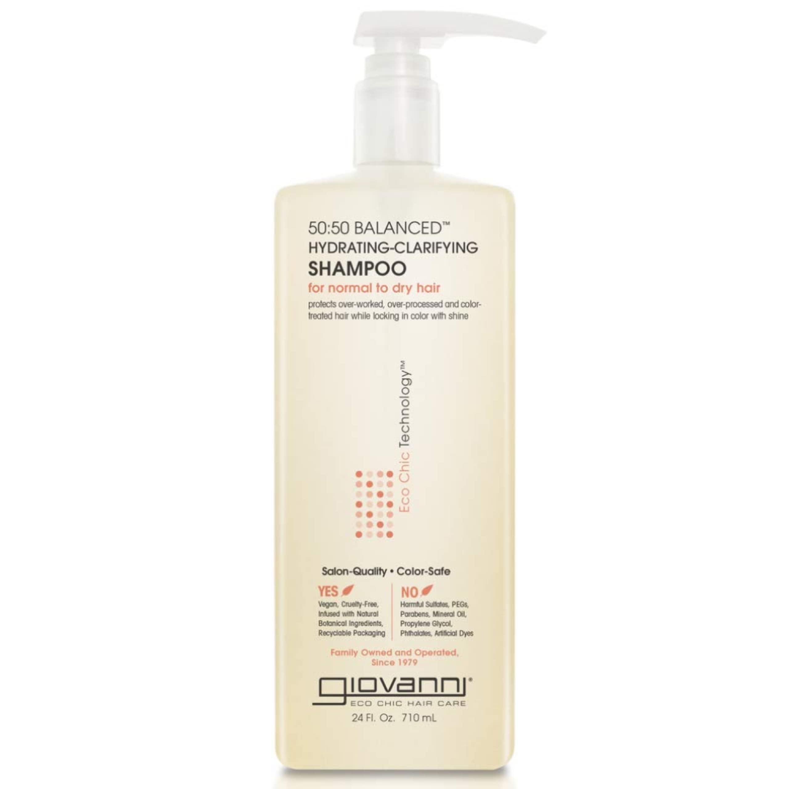 Giovanni 50:50 Shampoing flacon : nettoyage doux et hydratant pour cheveux normaux à secs.