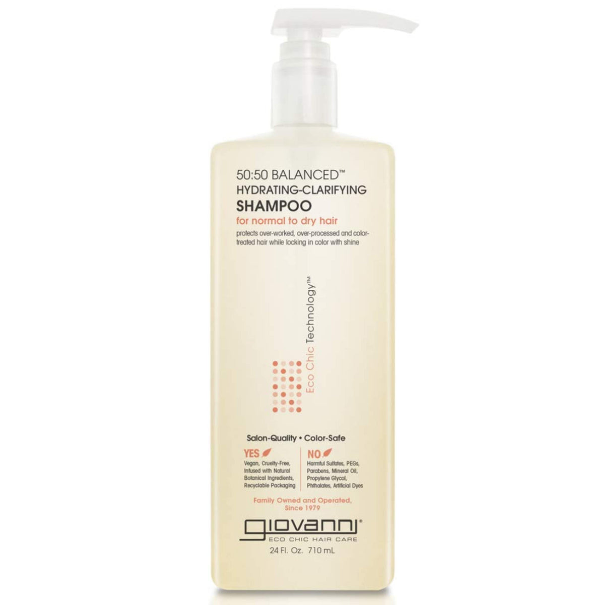 Giovanni 50:50 Shampoing flacon : nettoyage doux et hydratant pour cheveux normaux à secs.
