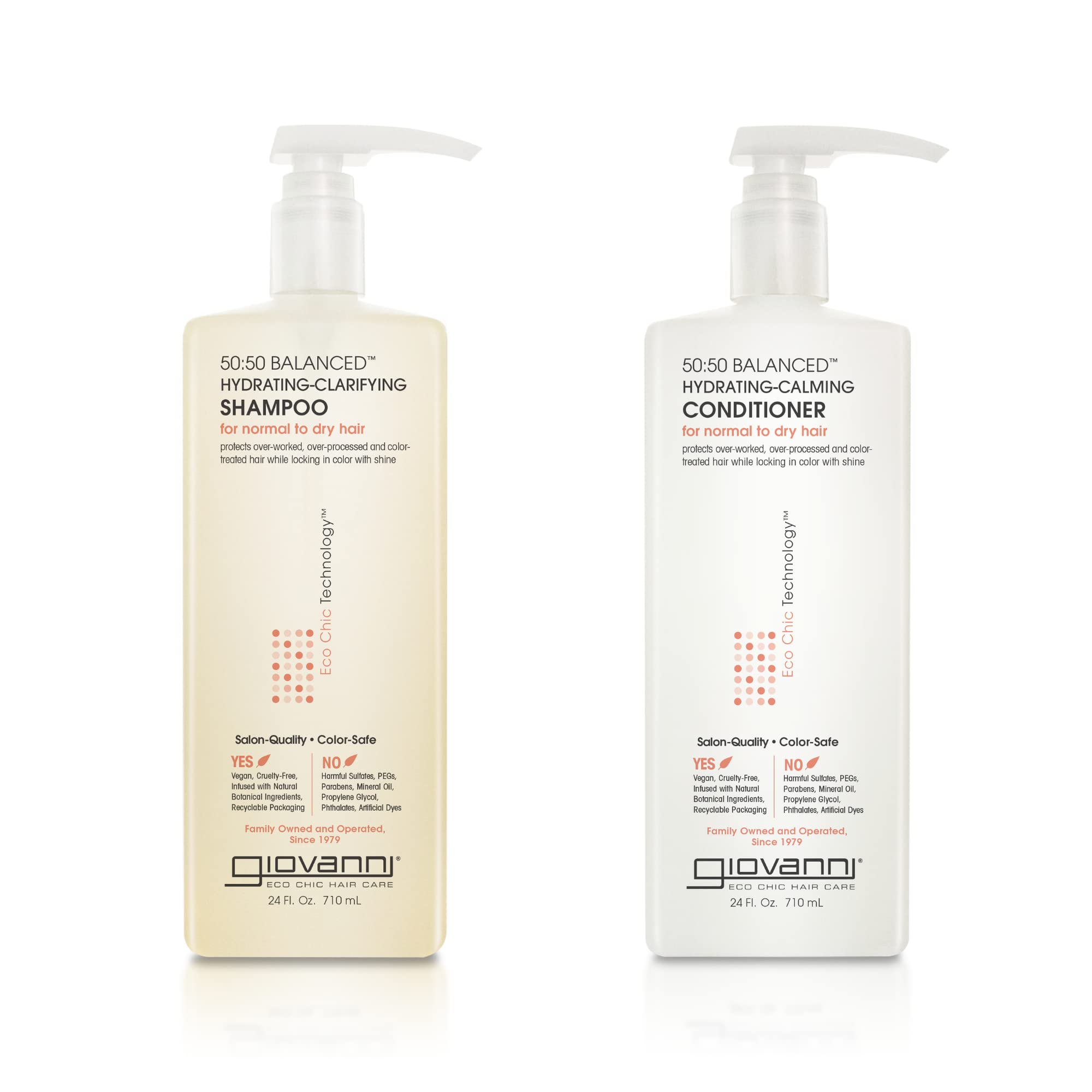 GIOVANNI 50:50 – bouteille shampooing, hydratation quotidienne pour cheveux normaux à secs.