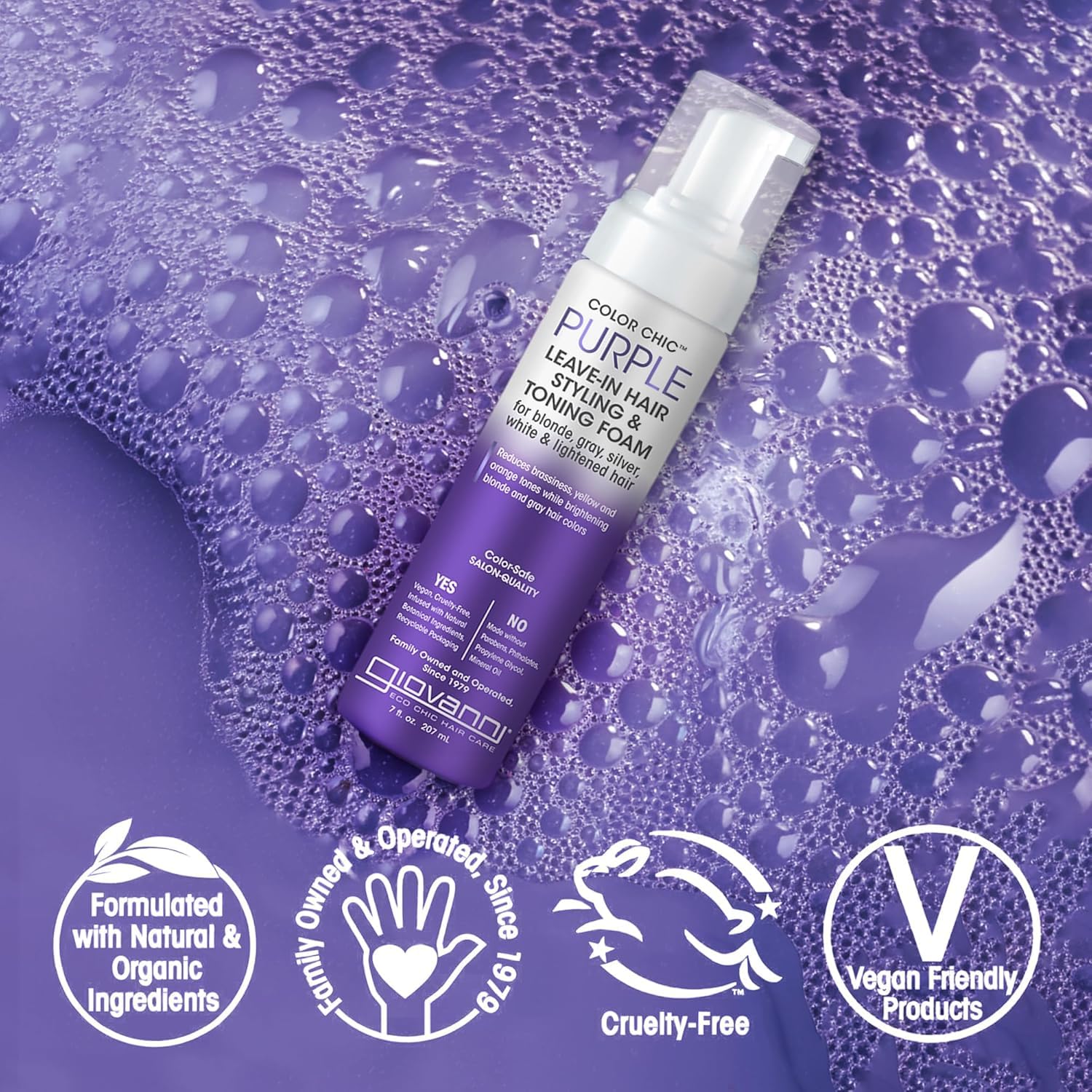 GIOVANNI Color Chic Purple s’applique rapidement sur cheveux propres.