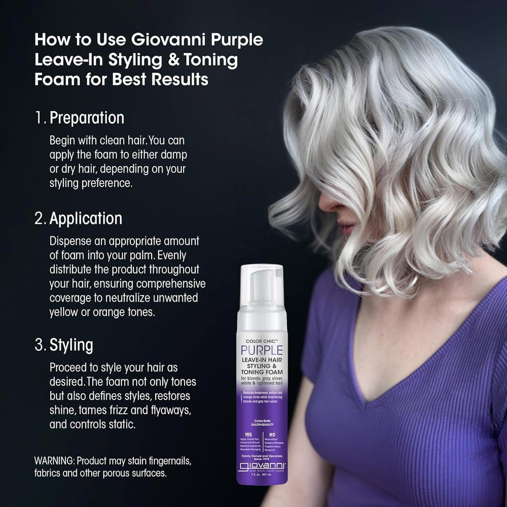GIOVANNI Color Chic Purple pour blondes et grison, neutralise les tons indésirables.