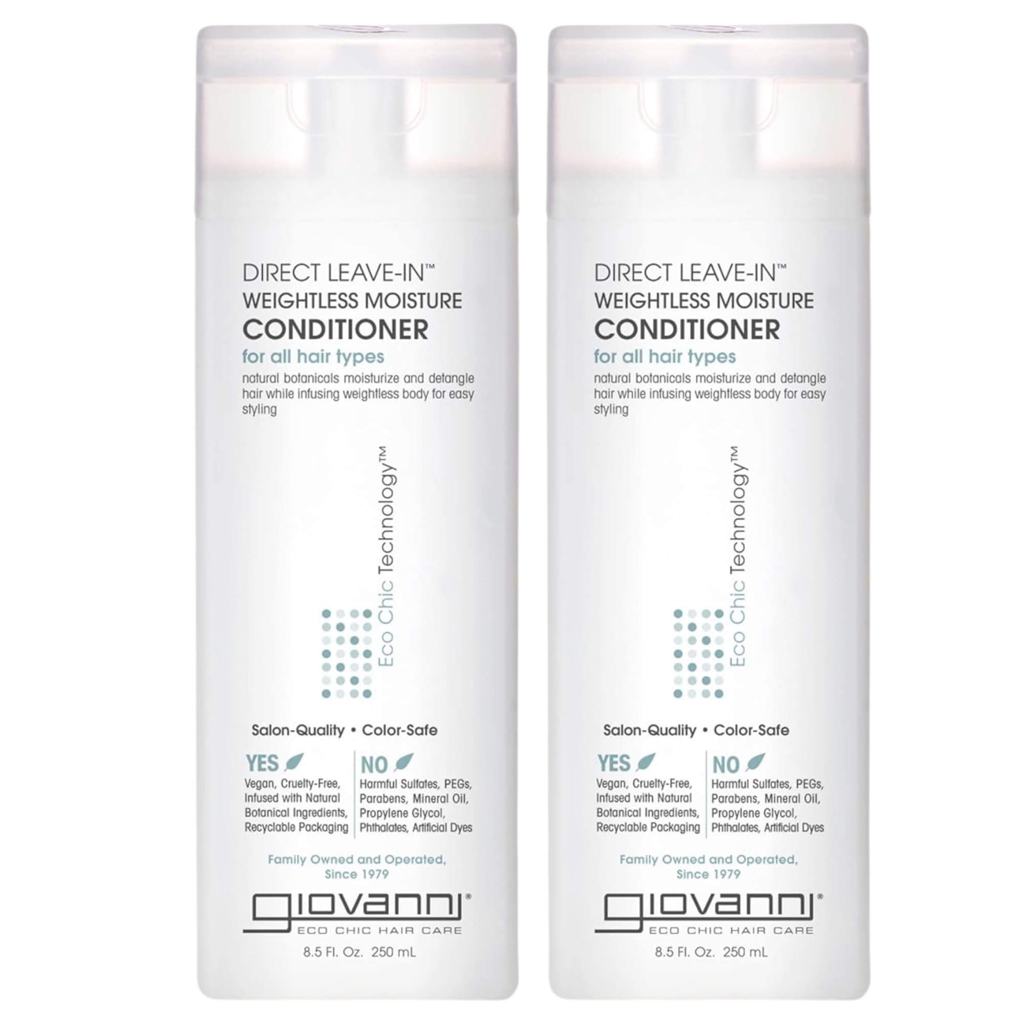 GIOVANNI Direct – conditionneur sans rinçage poids plume sur bouteille, hydratation légère pour cheveux