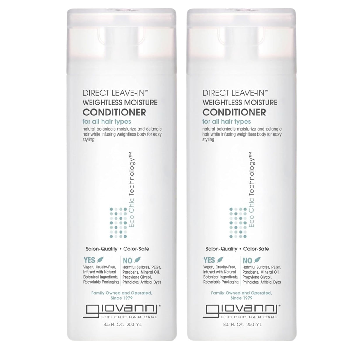 GIOVANNI Direct – conditionneur sans rinçage poids plume sur bouteille, hydratation légère pour cheveux