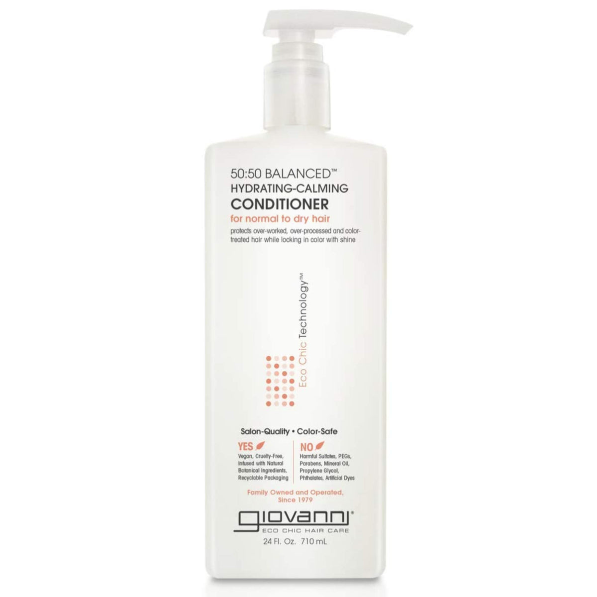 La bouteille Giovanni Eco Chic 50:50 hydrate et équilibre les cheveux.