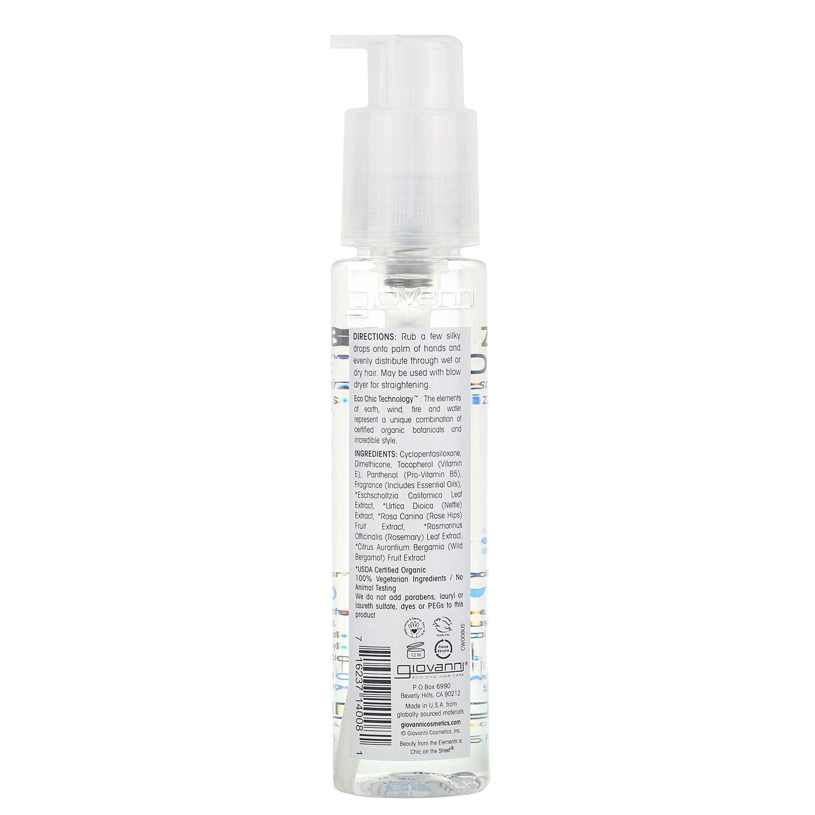 GIOVANNI ECO CHIC Frizz Be Gone – application-coiffage démontrant une coiffure définie.