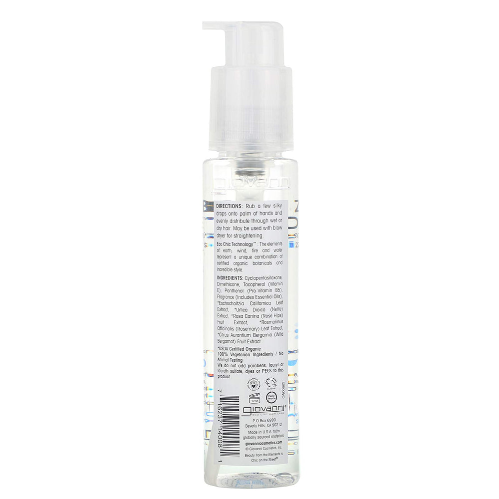 GIOVANNI ECO CHIC Frizz Be Gone – application-coiffage démontrant une coiffure définie.