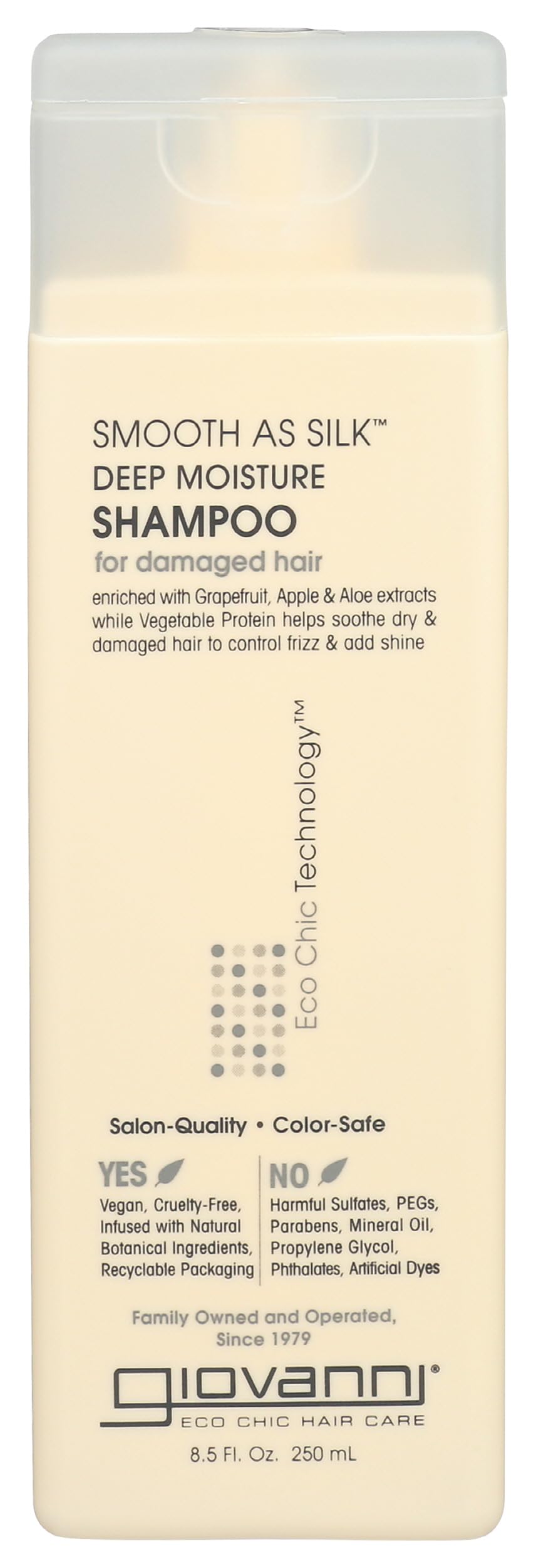 GIOVANNI Eco Chic Shampoing, bouteille élégante; hydratation nourrissante pendant le lavage.