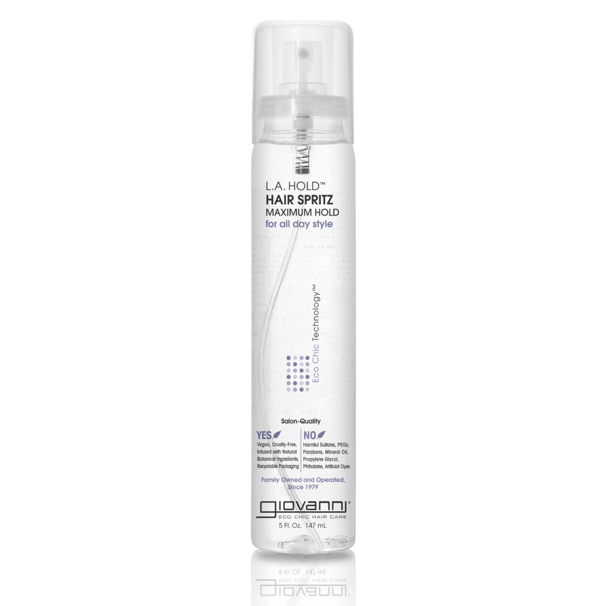GIOVANNI L.A. Hold Hair Spritz pompe non-aérosol pour contrôle précis.