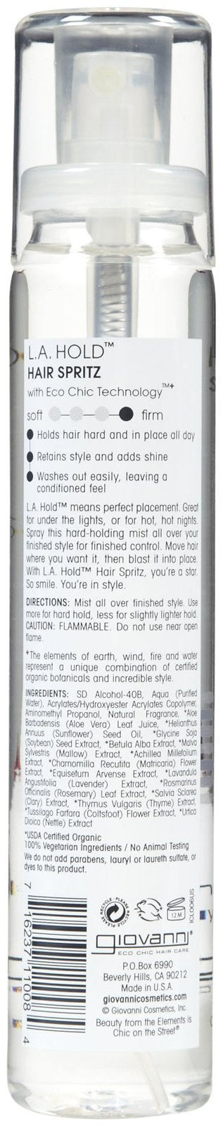 Giovanni LA Hold Hair Spritz – jet de spray pour fixation rapide et facile.