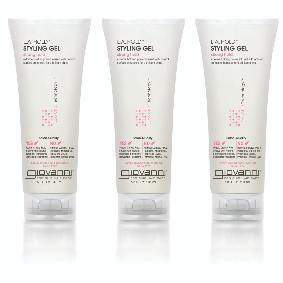 GIOVANNI LA Hold Styling Gel – bouteille ouverte pour un contrôle longue durée sur cheveux