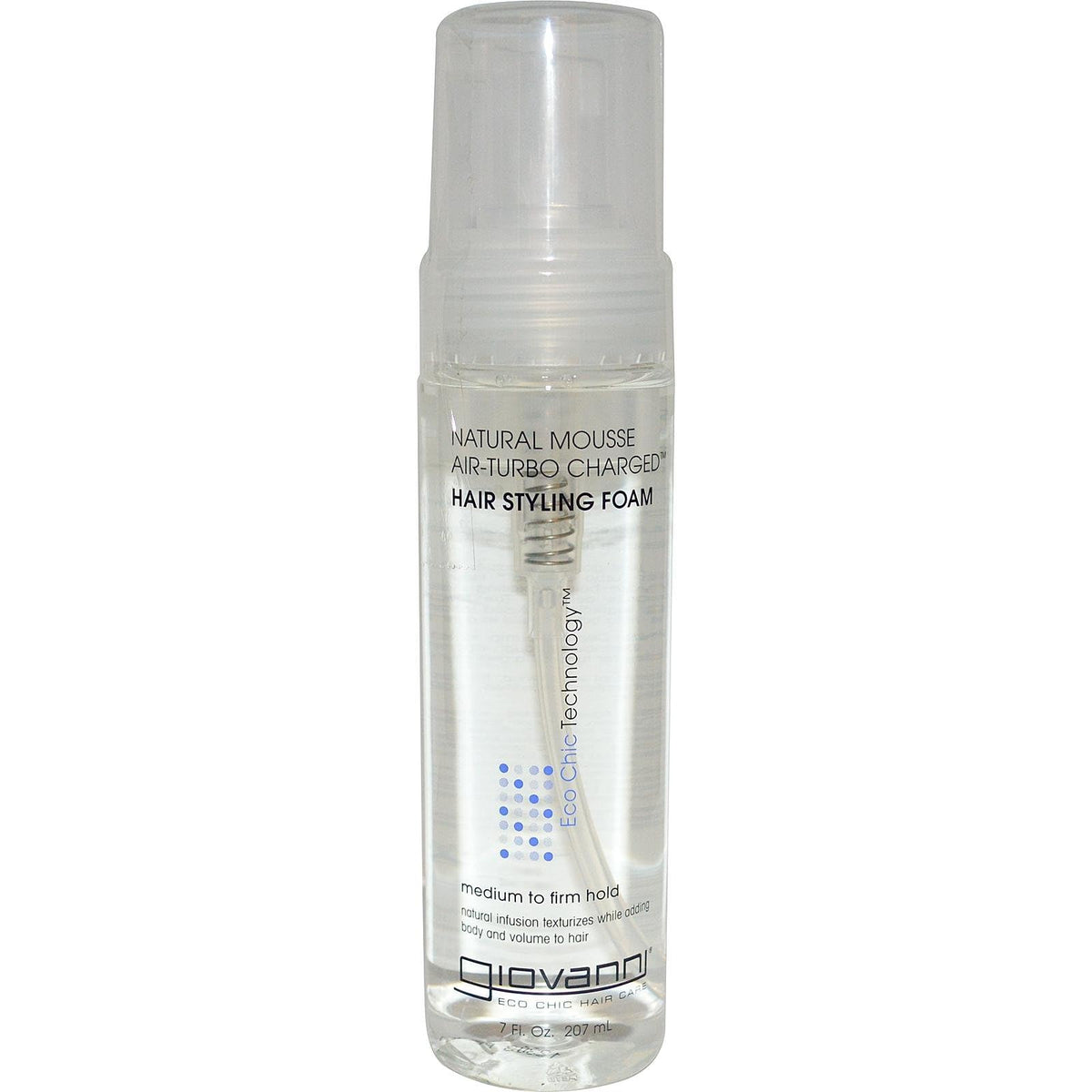 Giovanni Mousse Air Turbo : flacon visible, application facile et volume naturel.