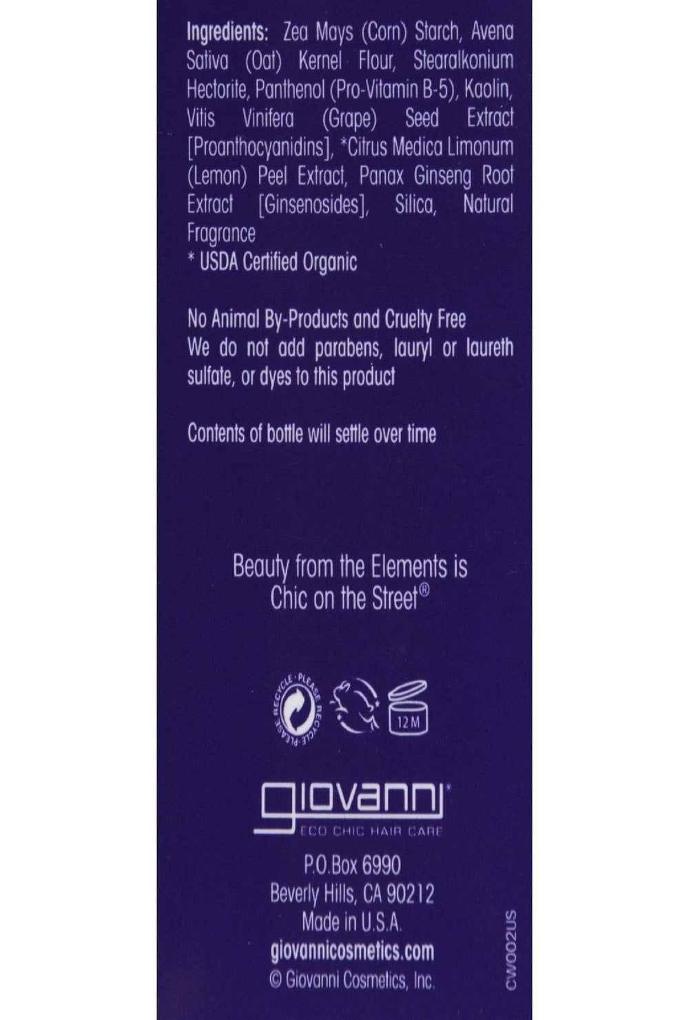 GIOVANNI Poudre Power application et massage rapide pour une diffusion uniforme.