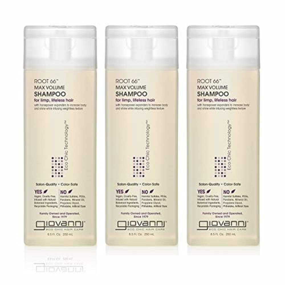 GIOVANNI Root 66 Max Volume Shampoing – bouteille élégante apportant du volume pour cheveux fins