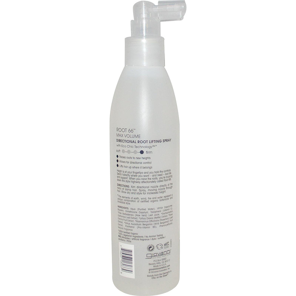 Giovanni Root 66 Lifting Spray – application en cours, définition et tenue légère des cheveux.