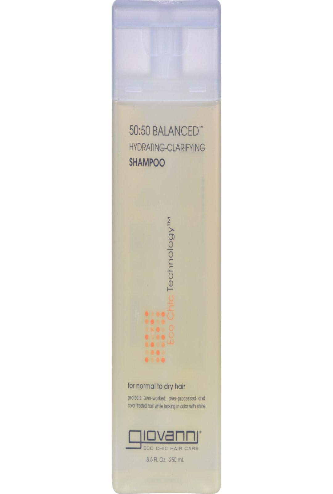 Bouteille Shampoing Bio 50/50 de Giovanni, équilibre cuir chevelu et cheveux.