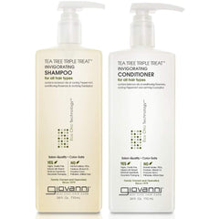 Shampooing GIOVANNI Tea Tree Triple Treat en bouteille, rafraîchissant pour cuir chevelu sec.