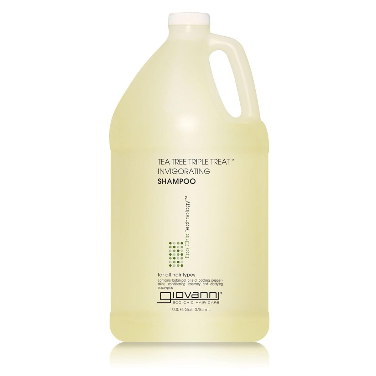 Giovanni Tea Tree Triple Treat Shampoing: flacon clair, hydratation légère pour cheveux fins.