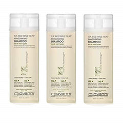 Shampooing GIOVANNI Tea Tree Triple Treat, bouteille rafraîchissante pour revitaliser cuir chevelu et cheveux.