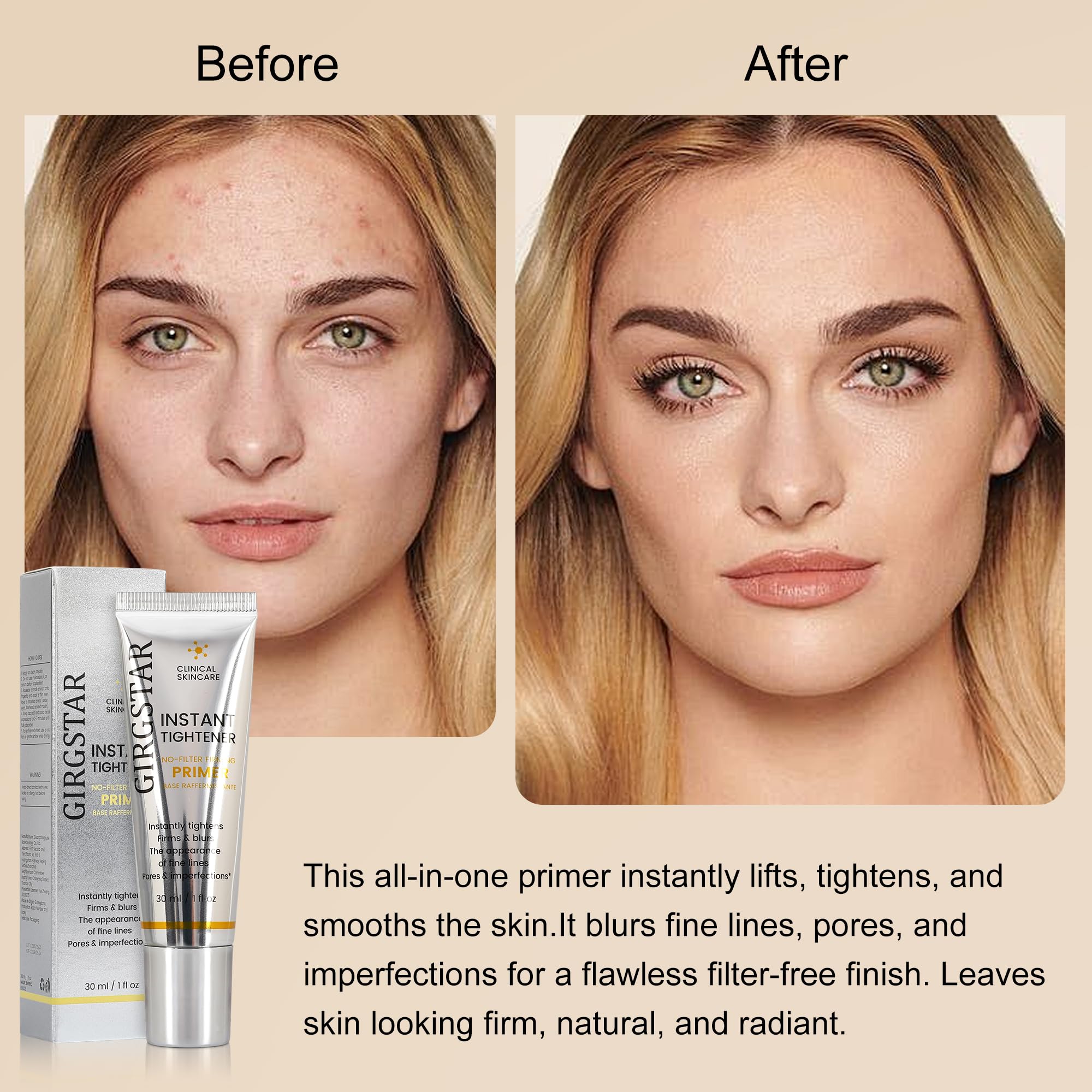 Girgstar Primer visage, base longue tenue prête avant fond de teint.
