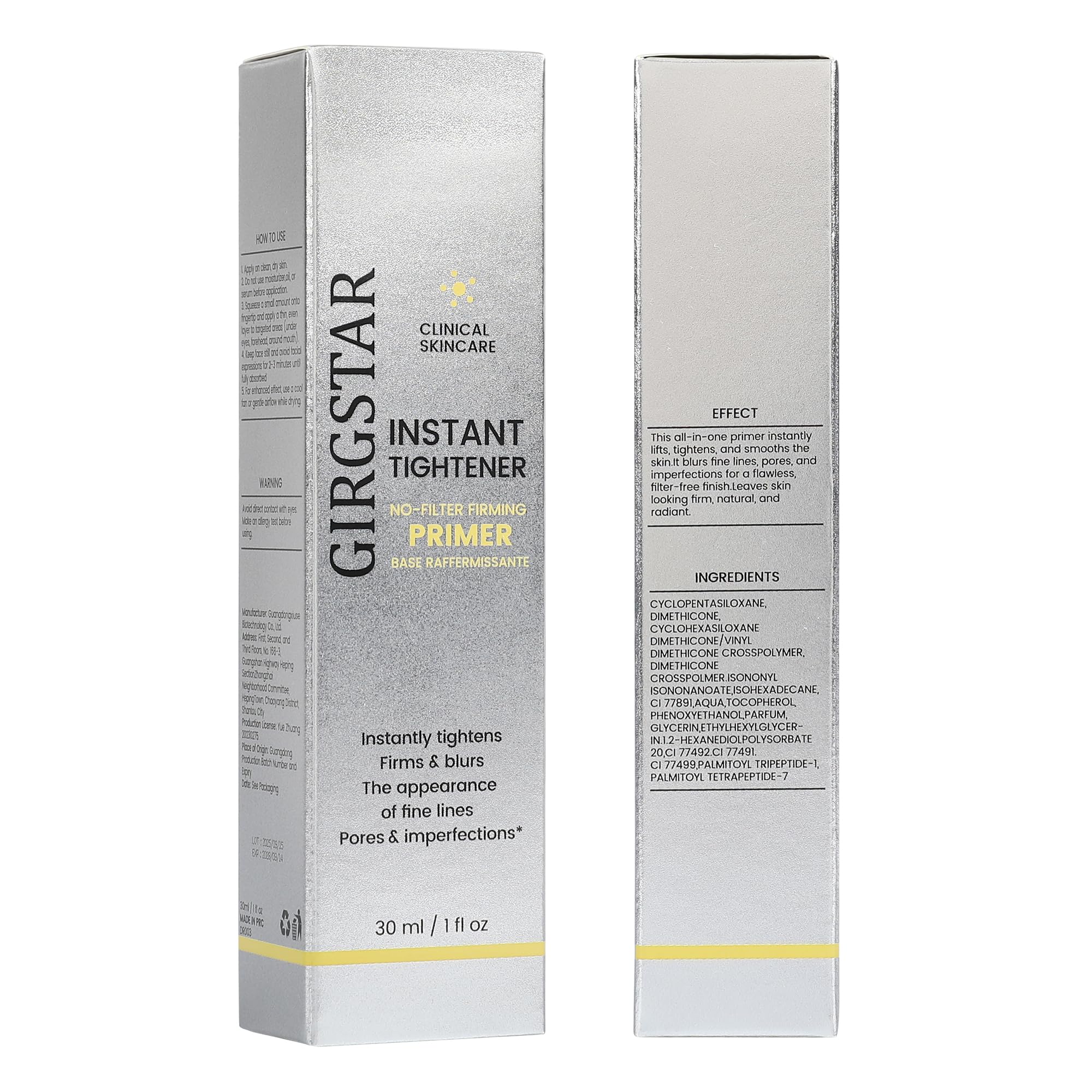 Girgstar Primer visage, sensation rafraîchissante avant maquillage.
