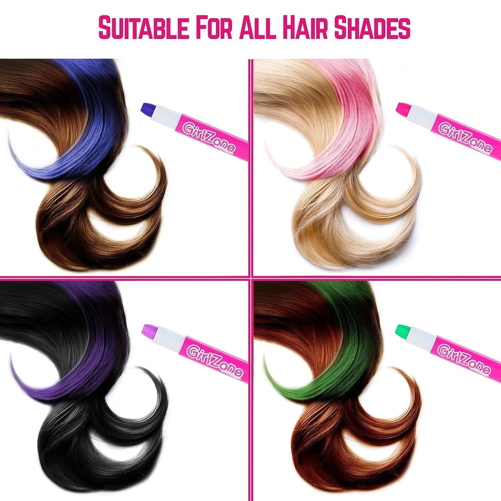 GirlZone crayons-cheveux-sechage-rapide, couleur qui seche rapidement apres application.
