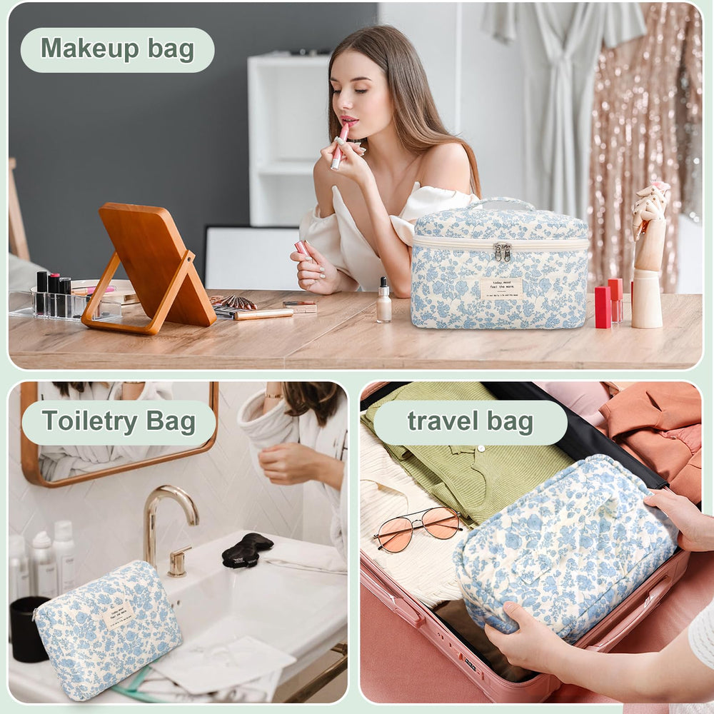 GISMTR trousse coton quilté Coquette fleurs, matériau doux et facile à nettoyer.