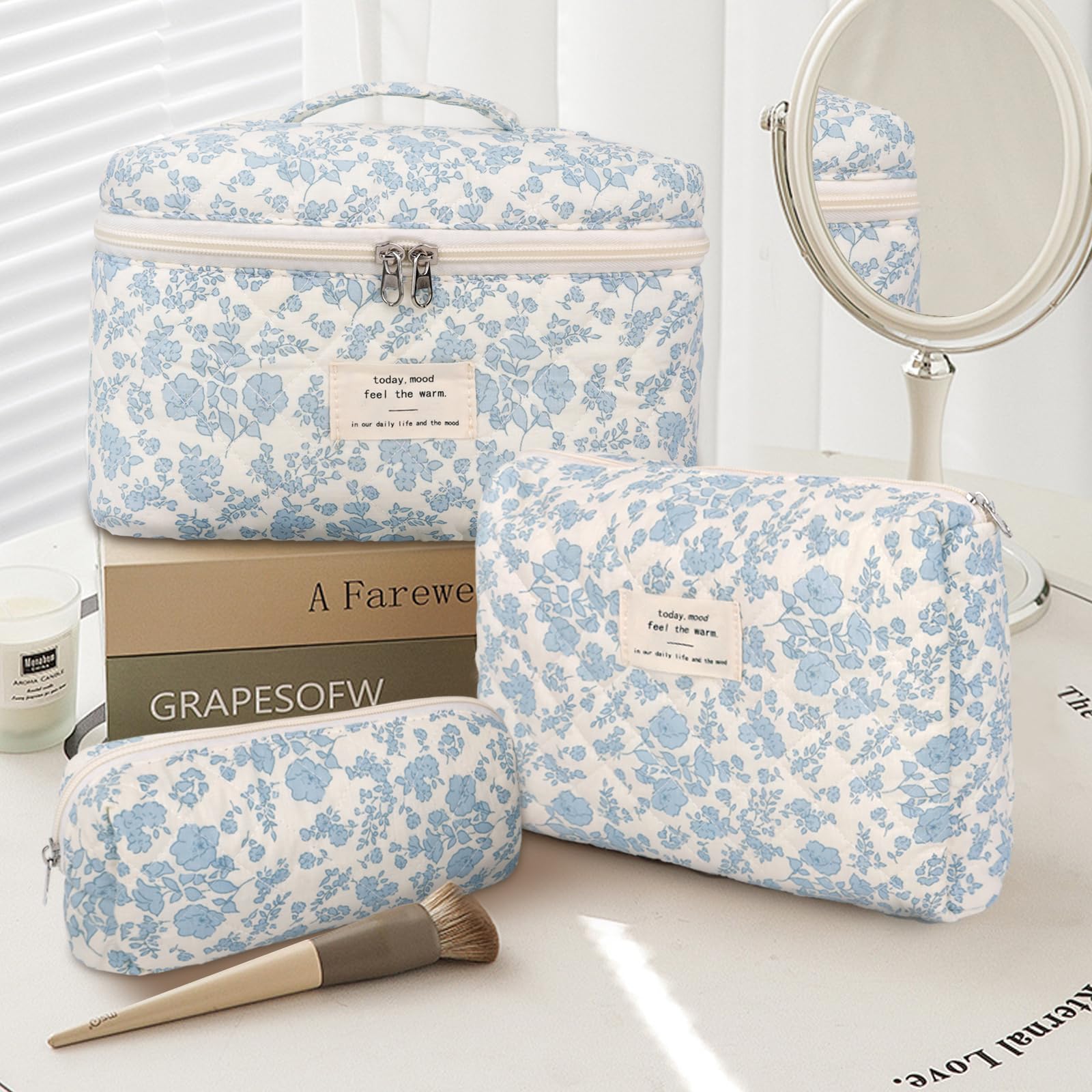 GISMTR trousse maquillage Coquette fleurs, cadeau charmant pour amie ou collègue.