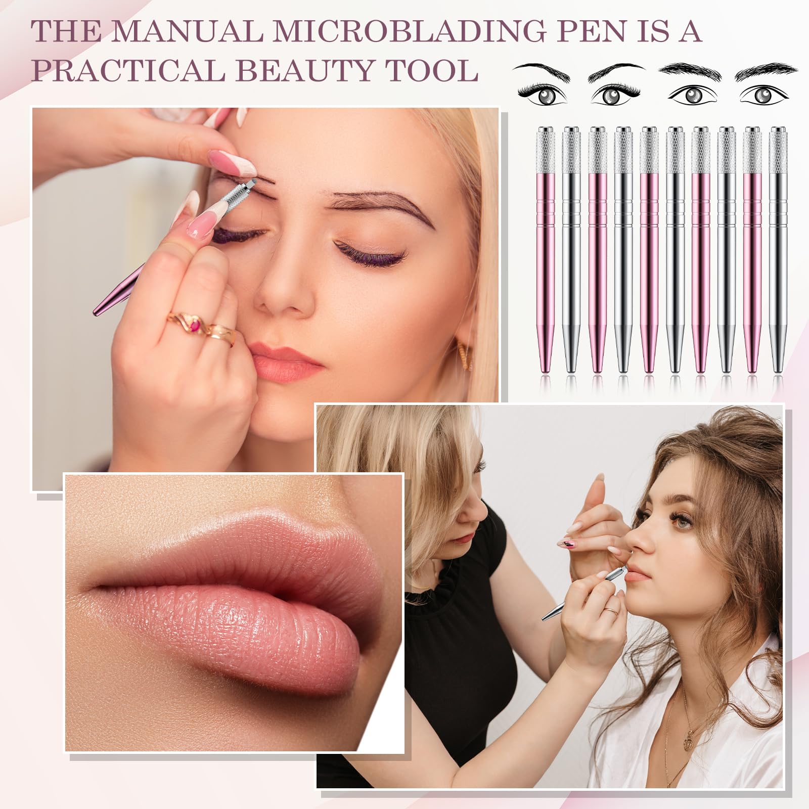 Gisafai stylo microblading rose : design ergonomique pour un travail fluide.