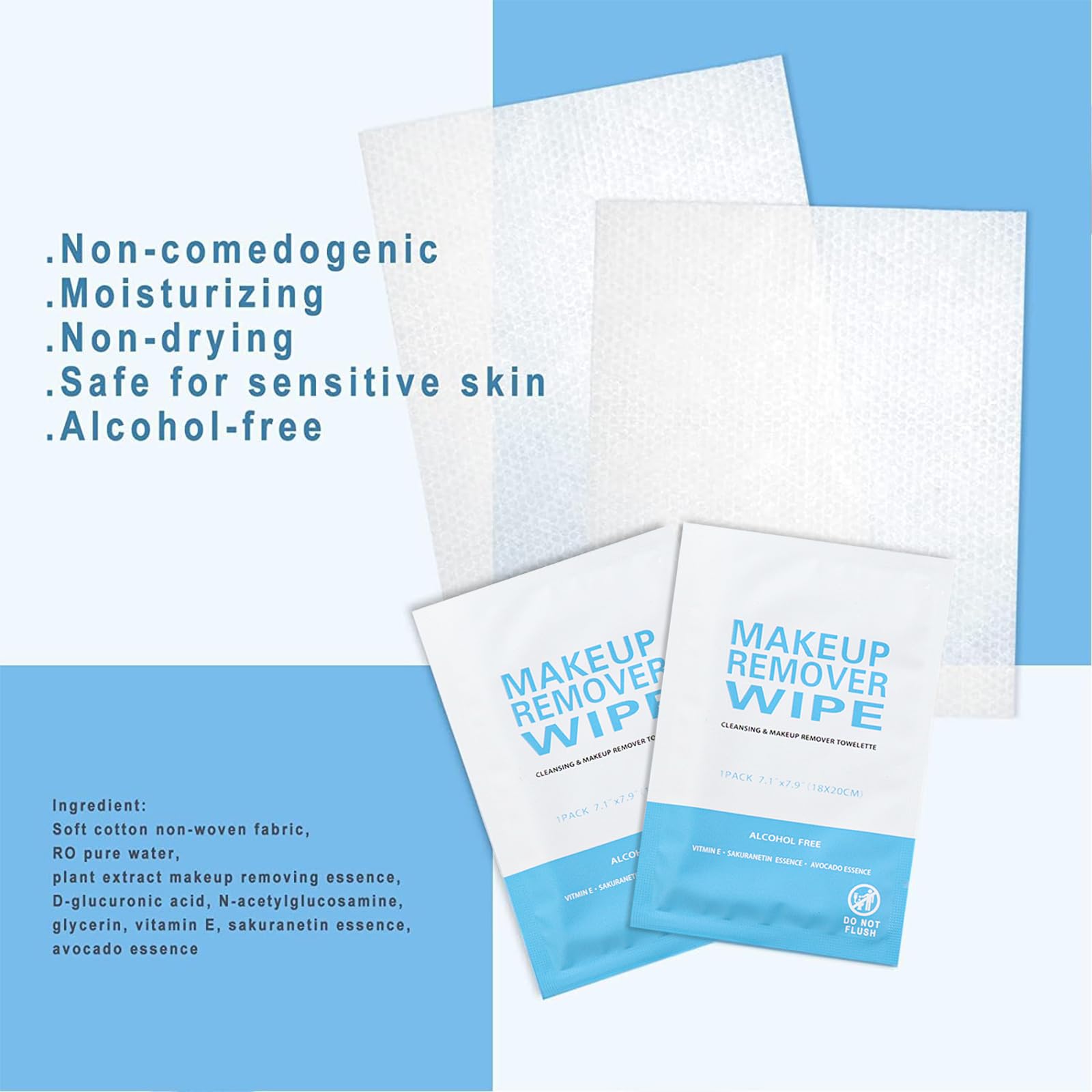 Lingettes démaquillage Gisdo, emballage individuel facilitant le partage et les déplacements.