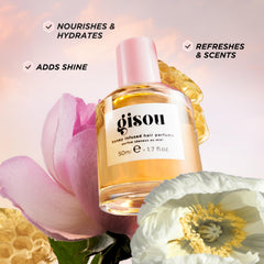 Brume légère du parfum capillaire Gisou sur cheveux secs