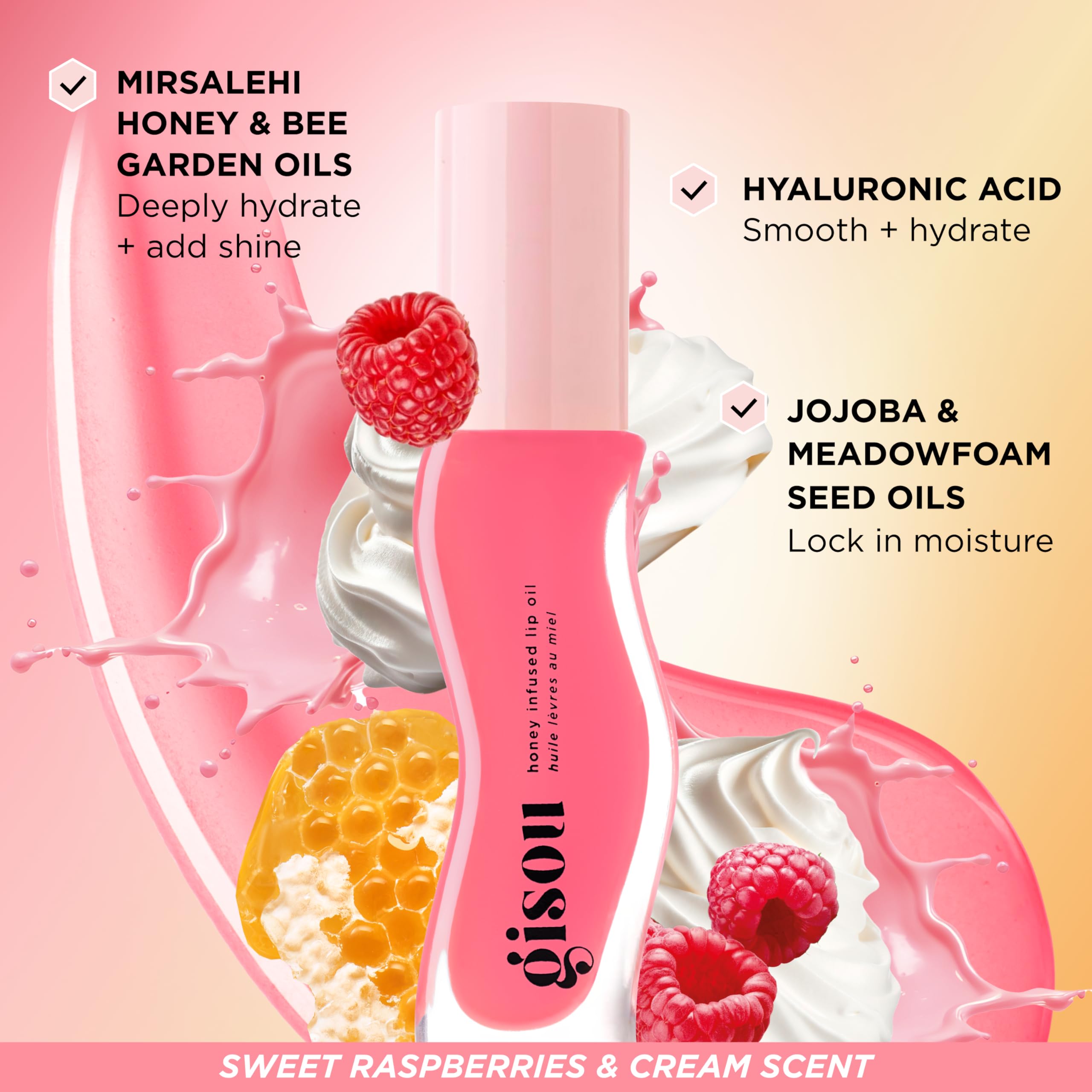 Gisou Huile Lèvres portée seule pour éclat discret ou avec autre produit.