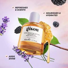brume légère gisou sur cheveux, fragrance durable et douce.