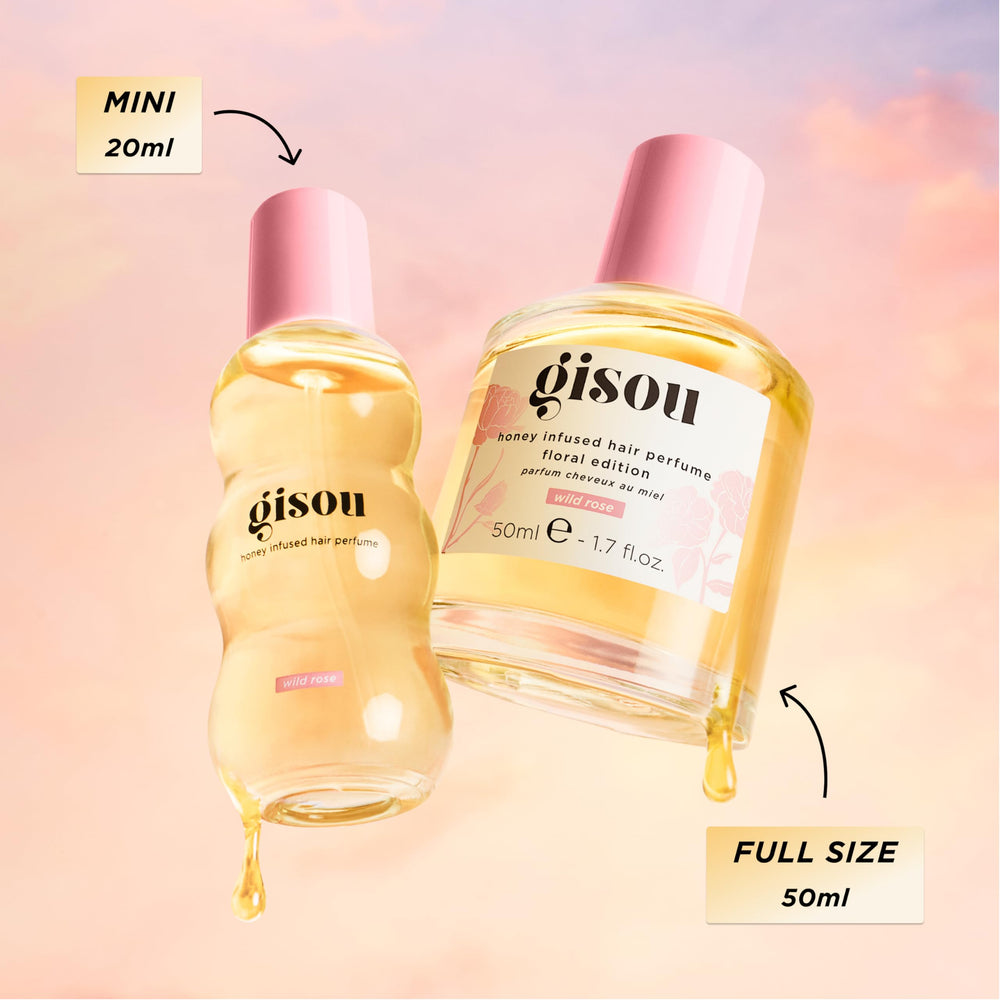Gisou parfum-cheveux-miel mini, miel-fleurs-sauvages : rafraîchit et hydrate les cheveux entre lavages.