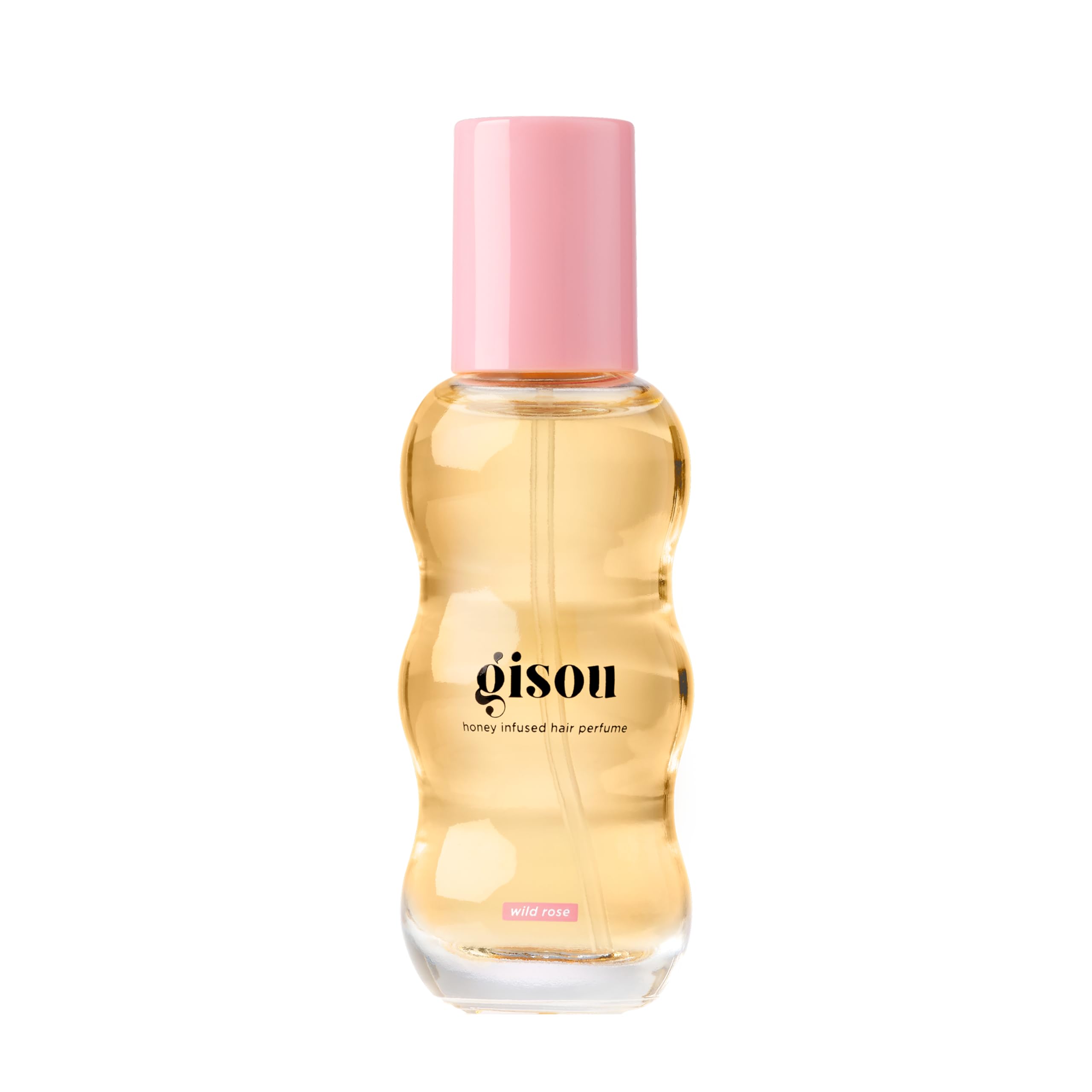 Gisou parfum-cheveux-miel mini, rose-sauvage : fragrance durable pour cheveux propres et soyeux.