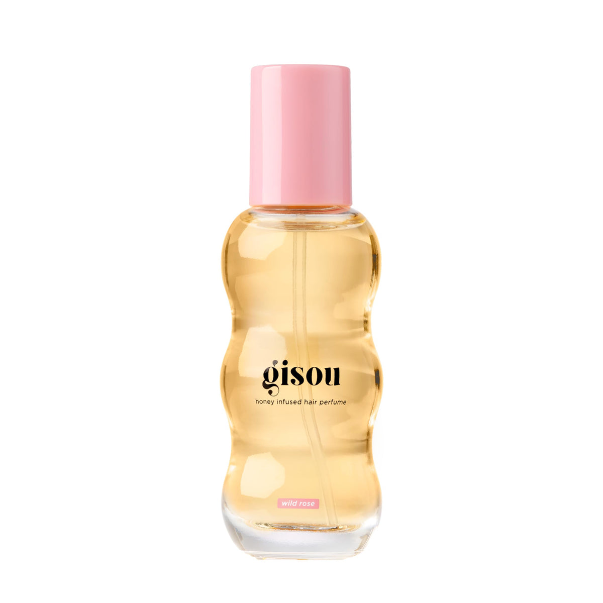 Gisou parfum-cheveux-miel mini, rose-sauvage : fragrance durable pour cheveux propres et soyeux.