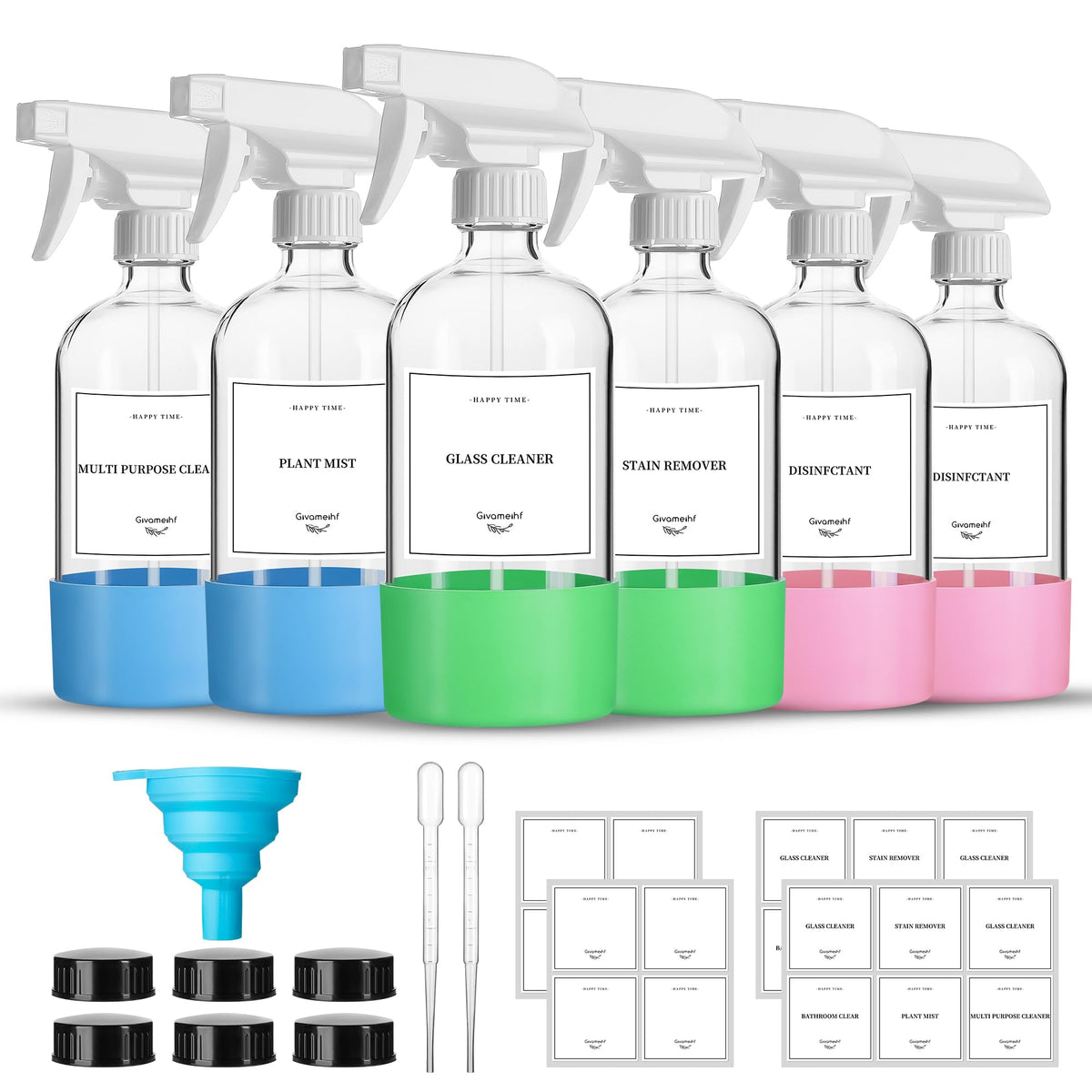 GIVAMEIHF bouteilles en verre 16oz pour pulvérisation polyvalente