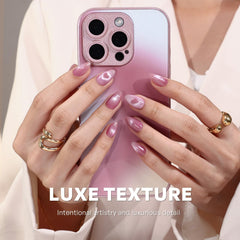 GJZEZ Ongles cœur œil-de-chat rose, look chic et sophistiqué