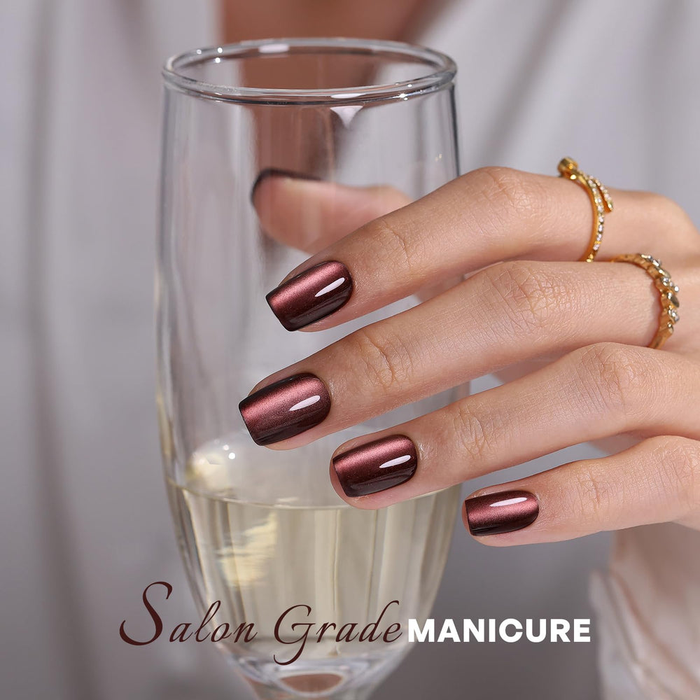 GJZEZ ongles œil-de-chat court pour un style sophistiqué et facile à porter.