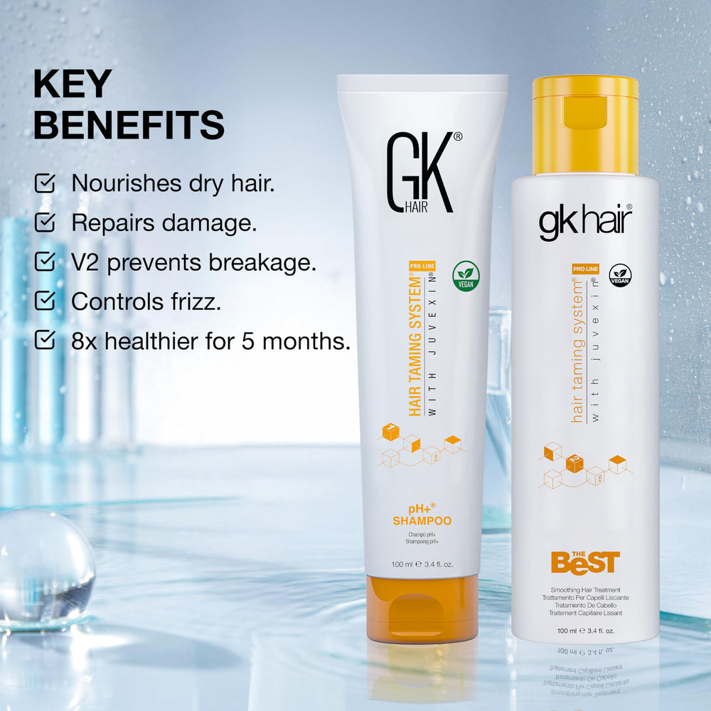 GK Hair brillance-cheveux : éclat et vitalité visibles.